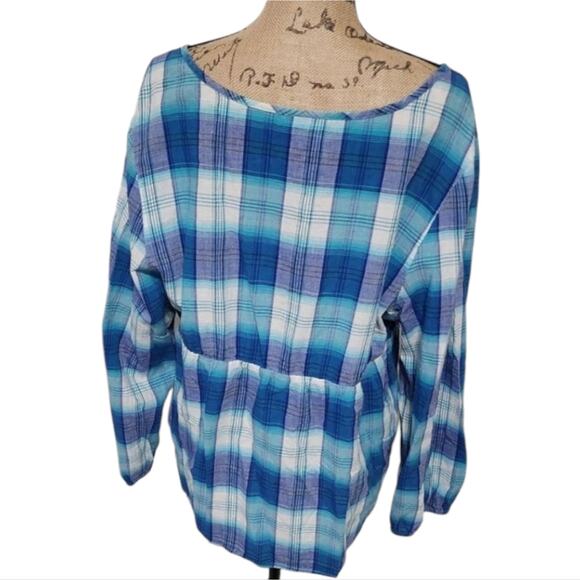LANE Bryant plaid smocked bodice babydoll peplum top plus size 26/28 4X‎ - Picture 2 of 5